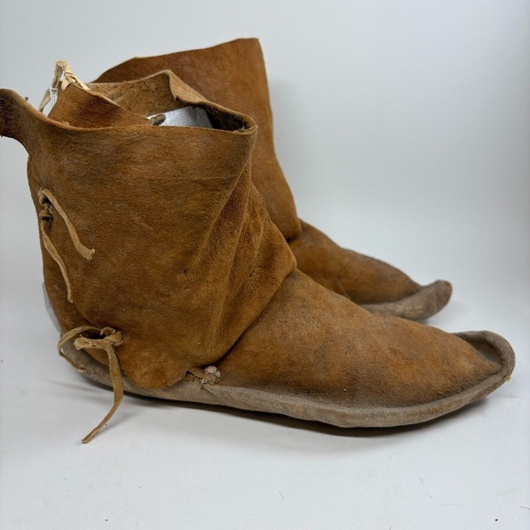 Vintage Navajo Native American Moccasins Handmade Braintanned High-Top 1920s-30s - Picture 3 of 11